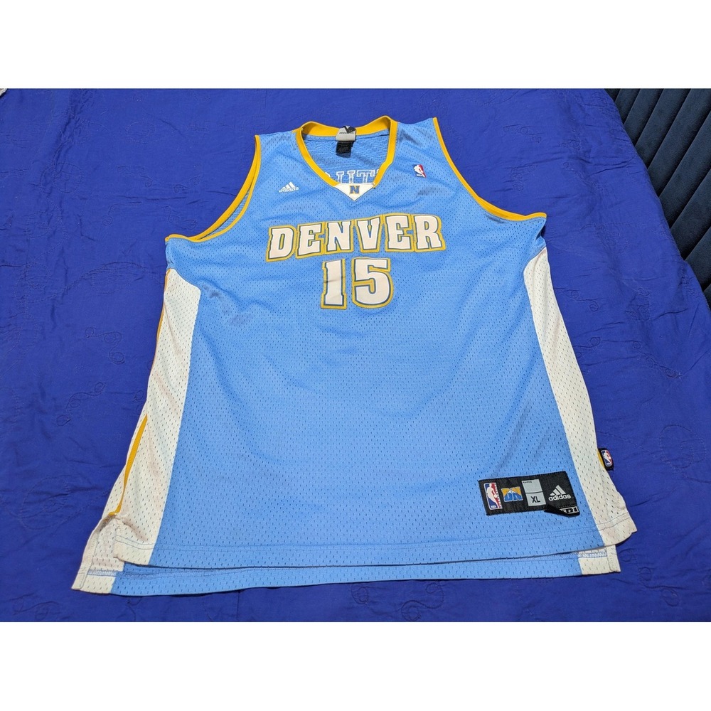 Denver Nuggets Jersey Mens XL Blue Stitched Basketball Carmelo Anthony 15 Adidas
